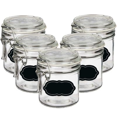 Weckpot/inmaakpot - 10x - 250 ml - glas - met beugelsluiting - incl. etiketten