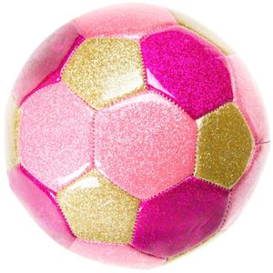 Metallic voetbal roze, 15cm