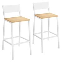 Industrieel design barkrukken set van 2, Eiken Beige + Wit