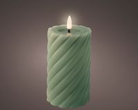 LED kaars d7.5h15 cm groen/warm wit kerst - Lumineo