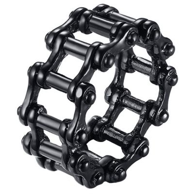 Edelstaal heren ring Bike Chain black-21.5mm