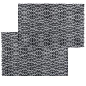 Set van 8x stuks placemats grafische print zwart texaline 45 x 30 cm