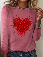 Women's Heart Simple Cotton-Blend Long Sleeve Top