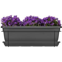 Plantenbakset met metalen steun en bakje - GARDEN ID Relax - Anth. 50 cm - Gerecycled en 100% recyclebaar - Volume voor planten