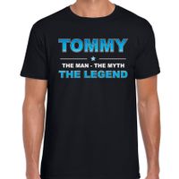 Naam cadeau t-shirt Tommy - the legend zwart voor heren