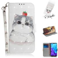 3D gekleurde tekening cute cat patroon horizontale Flip lederen case voor Huawei Y5 (2019)/Honor 8s met houder & kaartsleuven & portemonnee