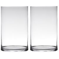 Set van 2x stuks transparante home-basics cylinder vorm vaas/vazen van glas 30 x 19 cm