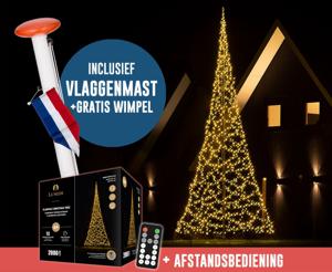 Aluminium vlaggenmast 70mmØ 7 meter + kerstverlichting