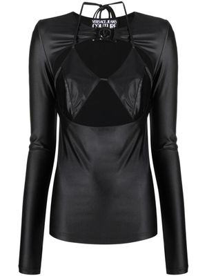 Versace Jeans Couture haut à découpe à plaque logo - Noir