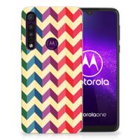 Motorola One Macro | TPU bumper | Zigzag Multi Color