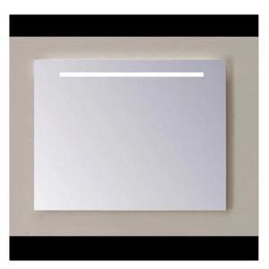 Spiegel Sanicare Q-Mirrors 100x60 cm PP-Geslepen Vierkant Met Boven & Onder Gezandstraalde Strook LED Warm White incl. ophangmateriaal Zonder