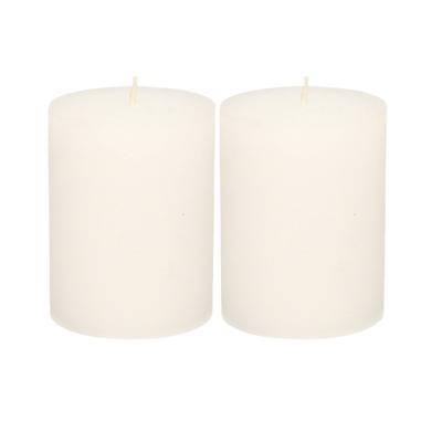 Atmosphera Stompkaars - 2x - wit - 7 x 9 cm - middel rustiek model - cilinderkaars - kaars