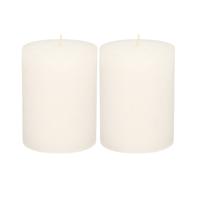 Atmosphera Stompkaars - 2x - wit - 7 x 9 cm - middel rustiek model - cilinderkaars - kaars