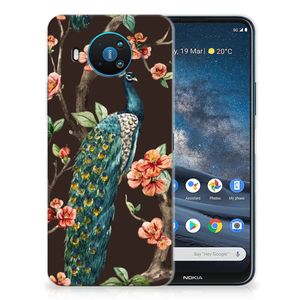 Nokia 8.3 TPU Hoesje Pauw met Bloemen