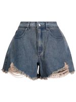 izzue short en jean à effet usé - Bleu - thumbnail