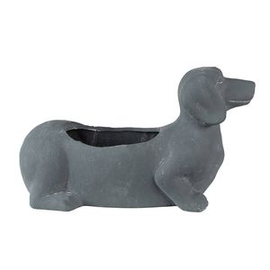 Clayre & Eef Bloempot Binnen Hond 30x12x16 cm Grijs Steen Plantenpot Grijs Plantenpot