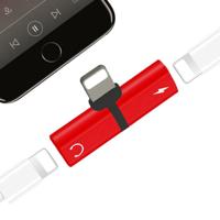 2 in 1 8 Pin 5V 1A Listen Call Audio Converter Earphone Adapter For iPhone X iPhone 8 & 7 iPhone 8 Plus & 7 Plus (Red)