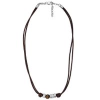 Fossil JF04204040 Ketting Vintage Casual staal-leder zilverkleurig-zwart-bruin