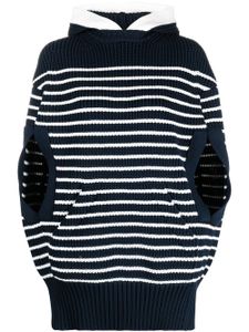 sacai hoodie en maille à rayures - Bleu