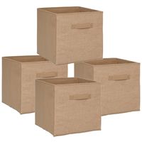 Set van 4x stuks opbergmand/kastmand 29 liter bruin/naturel jute 31 x 31 x 31 cm