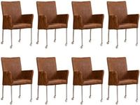 Set van 8 Bruine leren moderne eetkamerstoelen Comfort - Kenia Leer Brown (bruin leer)