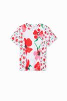 T-shirt met bloemenpatch - WHITE - 13/14