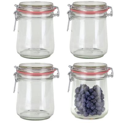 Weckpot/inmaakpot - 8x stuks - glas - 720 ml - met beugelsluiting - transparant