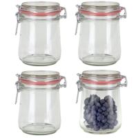 Weckpot/inmaakpot - 8x stuks - glas - 720 ml - met beugelsluiting - transparant