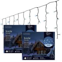 Ijspegelverlichting - 2x - 175 led lampjes - helder wit - 750 cm- buiten - 8 functies -lichtsnoer Ijspegelverlichting - 2x - 175 led lampjes - helder wit - 750 cm- buiten - 8 functies -lichtsnoer