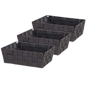 Set van 3x stuks kast/badkamer opbergmandjes zwart 24 x 20 x 8 cm