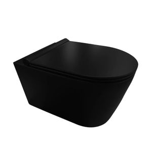 Wandcloset AQS Black 50x35x36.5 cm Keramiek Rimless Mat Zwart Aquasplash