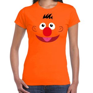 Verkleed / carnaval t-shirt oranje cartoon knuffel pop voor dames - Verkleed / kostuum shirts