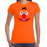 Verkleed / carnaval t-shirt oranje cartoon knuffel pop voor dames - Verkleed / kostuum shirts - thumbnail