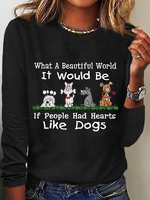 Women's Love Dogs Cotton-Blend Casual Long Sleeve Shirt - thumbnail