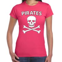 Fout piraten shirt / foute party verkleed shirt roze dames - thumbnail