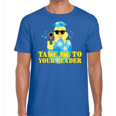 Fout paas t-shirt blauw take me to your leader voor heren Fout paas t-shirt blauw take me to your leader voor heren