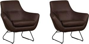 Set van 2 Bruine leren moderne design fauteuils Fame - Rancho Leer Brown (bruin leer)