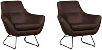 Set van 2 Bruine leren moderne design fauteuils Fame - Rancho Leer Brown (bruin leer)