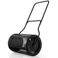60,5 cm Compostverspreider Gaasrol Grasverspreider met 'U'-Vormige Handgreep Zijsluitingen voor Tuin- en Gazononderhoud Zwart