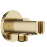 Wiesbaden Wand Aansluitbocht met Handdouchehouder - Geborsteld Messing - Ronde 1/2 Inch