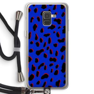 Blue Leopard: Samsung Galaxy A8 (2018) Transparant Hoesje met koord