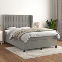 Boxspring met matras fluweel lichtgrijs 140x190 cm