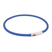 Trixie Halsband usb siliconen lichtgevend oplaadbaar royal blauw - thumbnail