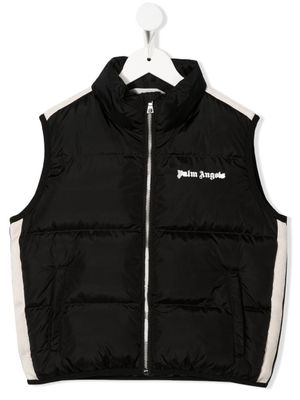 Palm Angels Kids gilet matelassé à logo imprimé - Noir