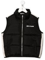 Palm Angels Kids gilet matelassé à logo imprimé - Noir