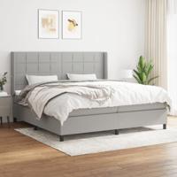 Boxspring met matras stof lichtgrijs 200x200 cm