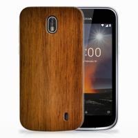 Nokia 1 | Bumper Hoesje | Donker Hout
