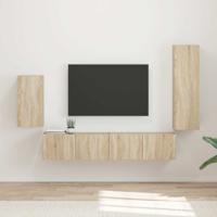 Tv-meubelset Wandgemonteerd 3 pcs Sonoma Eiken Bewerkt hout