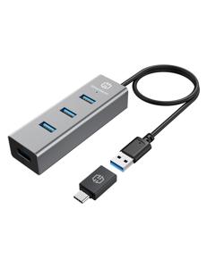 GRAUGEAR G-HUB4-AC interface hub USB 3.2 Gen 1 (3.1 Gen 1) Type-A 5000 Mbit/s Aluminium, Zwart