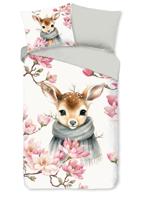 Good Morning Kinderdekbedovertrek "hertje met sjaal" - Multi - (140x200/220 cm) - Katoen